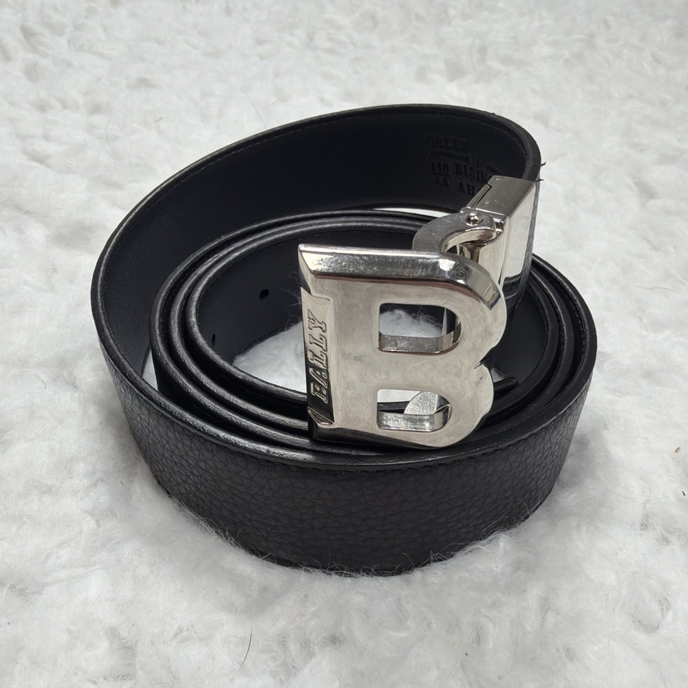 Bally Men's Mirror Buckle Adjustable Reversible Black Belt EU 110/US 44 Formal